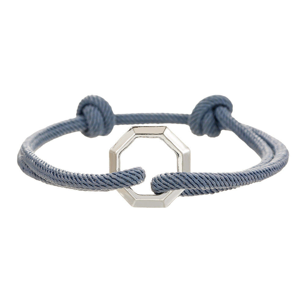 Minimalist Geometric Alloy Bracelet Unisex Adjustable Woven Hand Rope