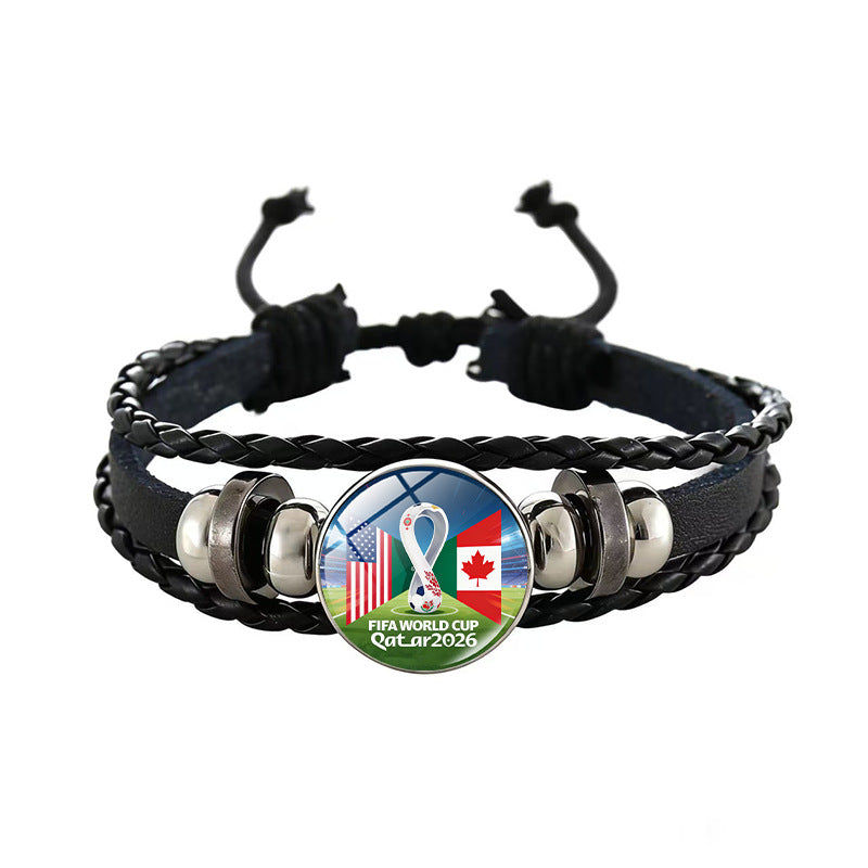 Sporty Geometric Braided Leather Bracelet Unisex Adjustable Hand Rope