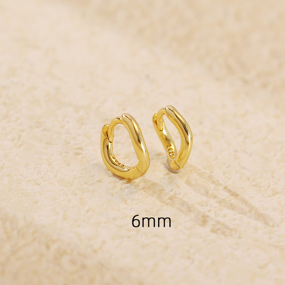 925 Sterling Silver Plated Geometric Wavy Irregular Hoop Earrings for Women