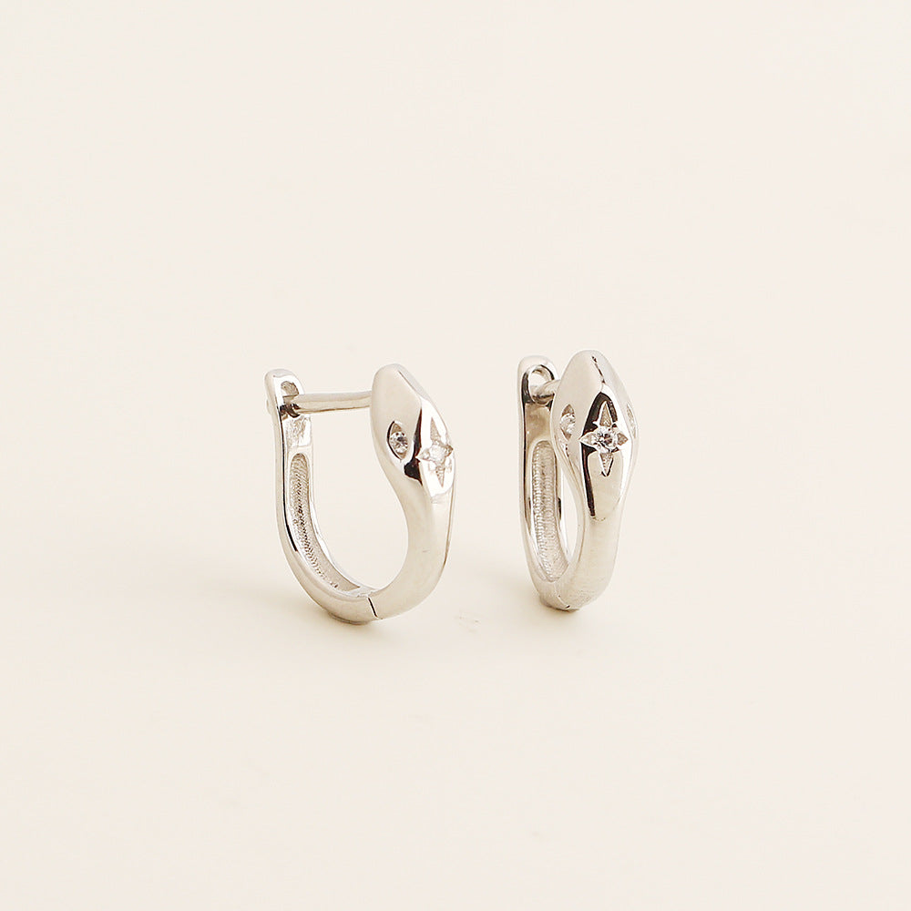 Pendientes minimalistas de plata de ley S925 con forma de estrella y detalles de circonitas para mujer