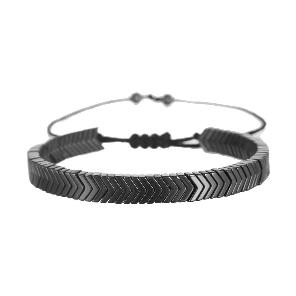 Unique Geometric Heart Round Bead Hematite Handmade Bracelet Adjustable Unisex