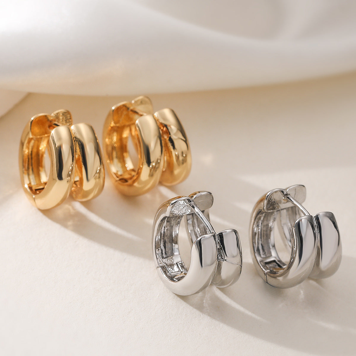 Vintage Geometric Gold Plated Brass Earrings for Women