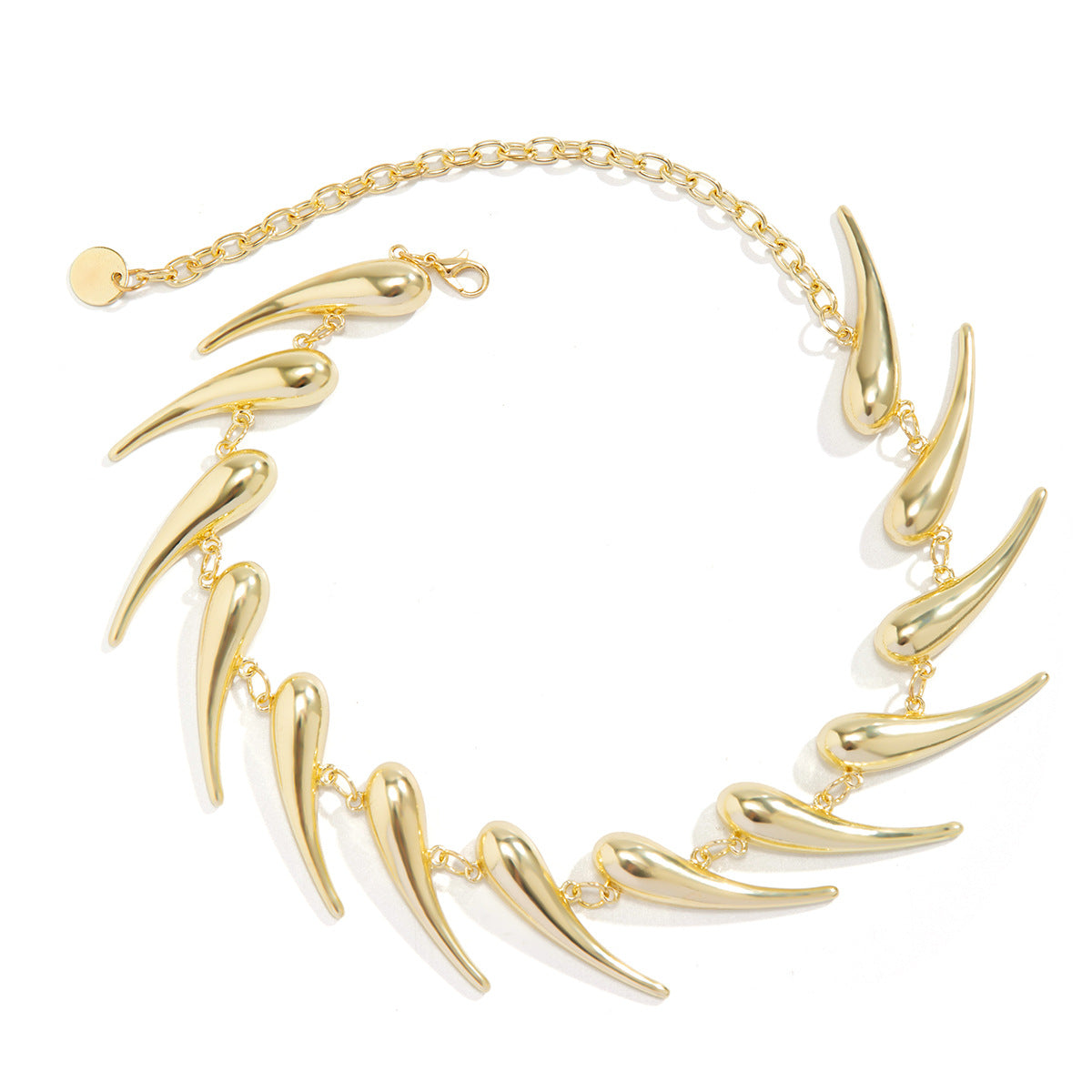 Edgy Geometric Teardrop Pendant Necklace for Women Alloy Chain with Plated Finish