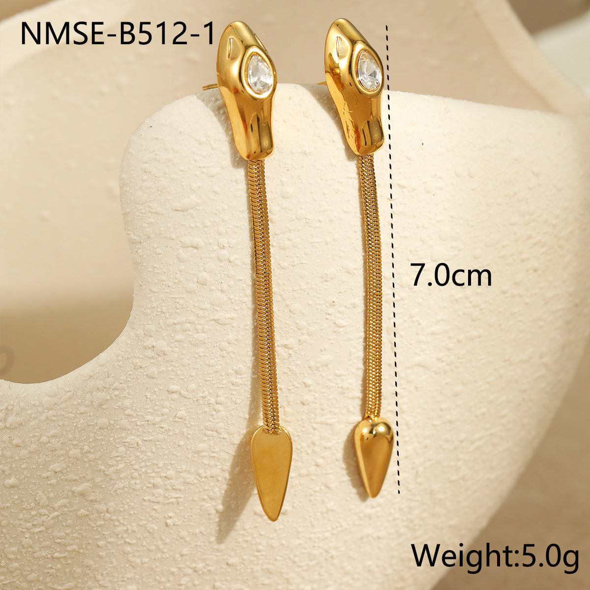 Minimalist Stainless Steel Snake-Shaped Geometric Earrings for Women with Plated Finish