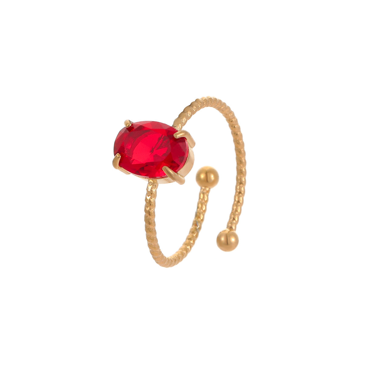 Anillo minimalista ovalado de circonita de acero inoxidable con acabado chapado para mujer, elegante para uso diario