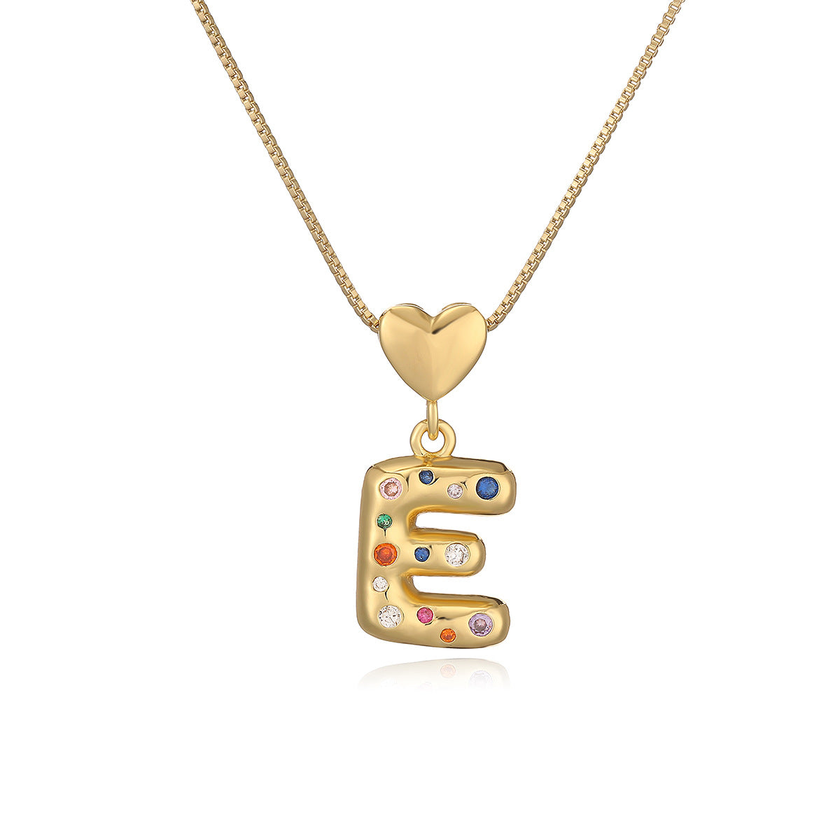 Collana Pendente Minimalista a Lettera in Rame Placcato Oro 18K con Intarsio di Zirconi per Donna