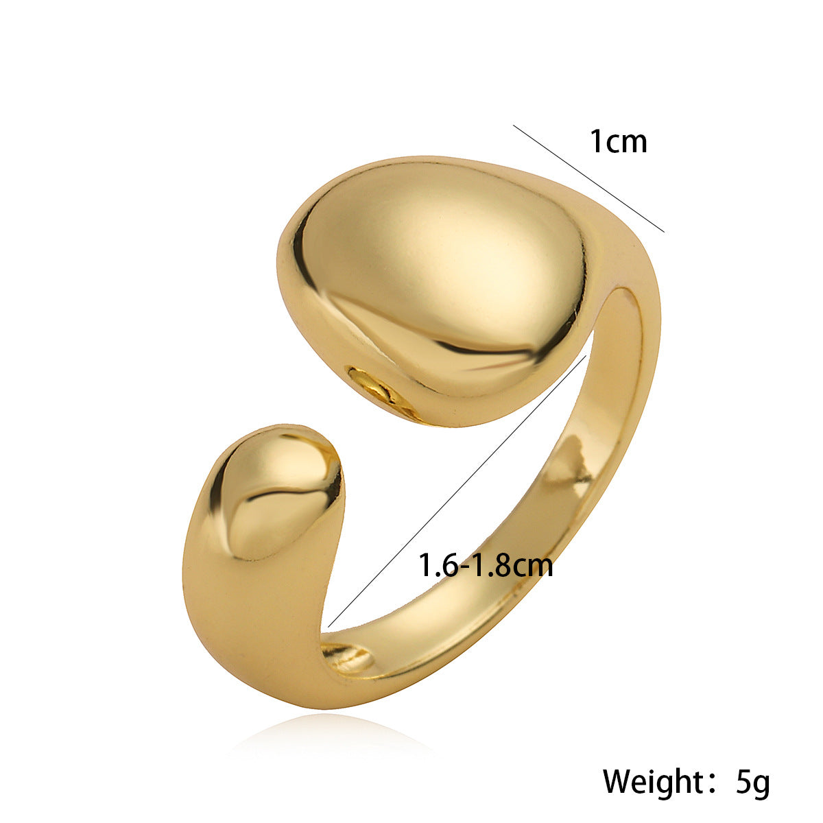 Anello Aperto Geometrico Minimalista da Donna in Rame Placcato Oro 18K