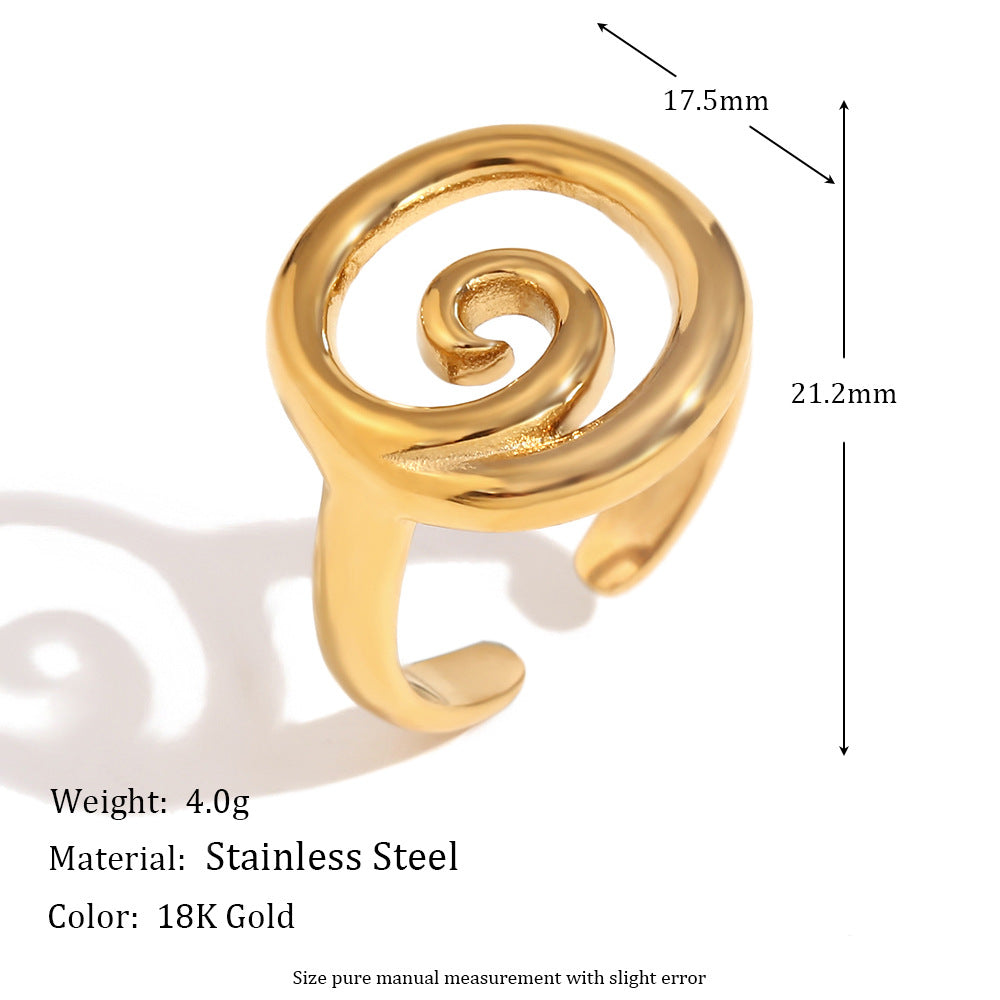 Anello da donna minimalista geometrico in acciaio inossidabile placcato oro 18K