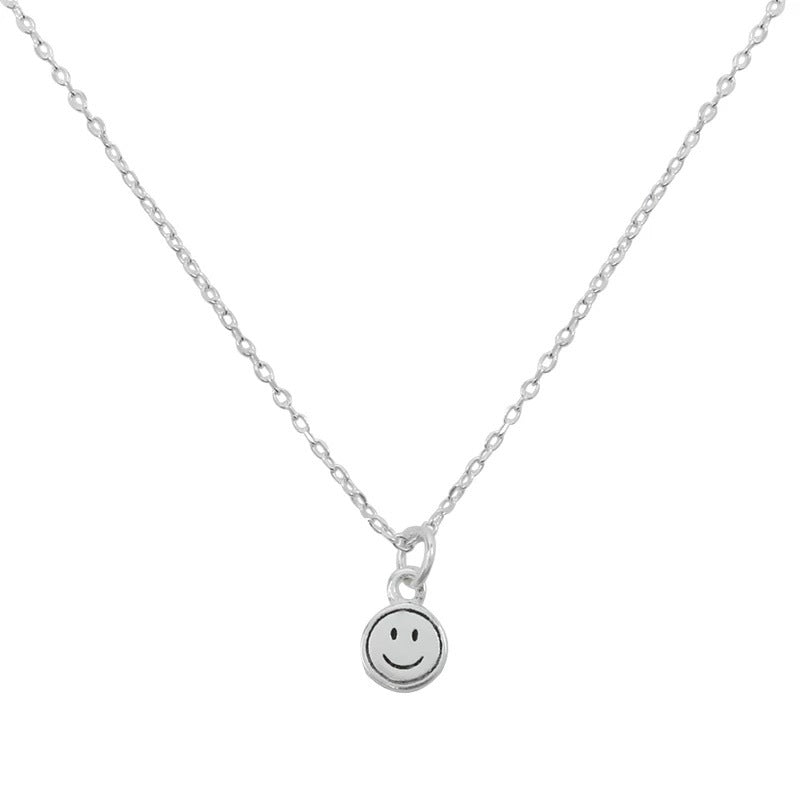 Minimalist Round Smile Face Titanium Steel Necklace for Women