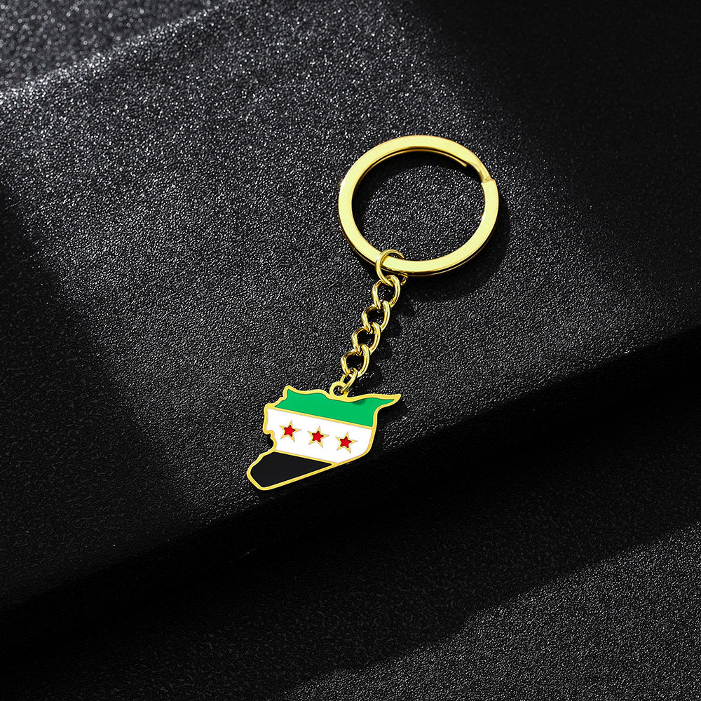 Accessorio Portachiavi con Ciondolo in Acciaio al Titanio Smaltato Stile Etnico