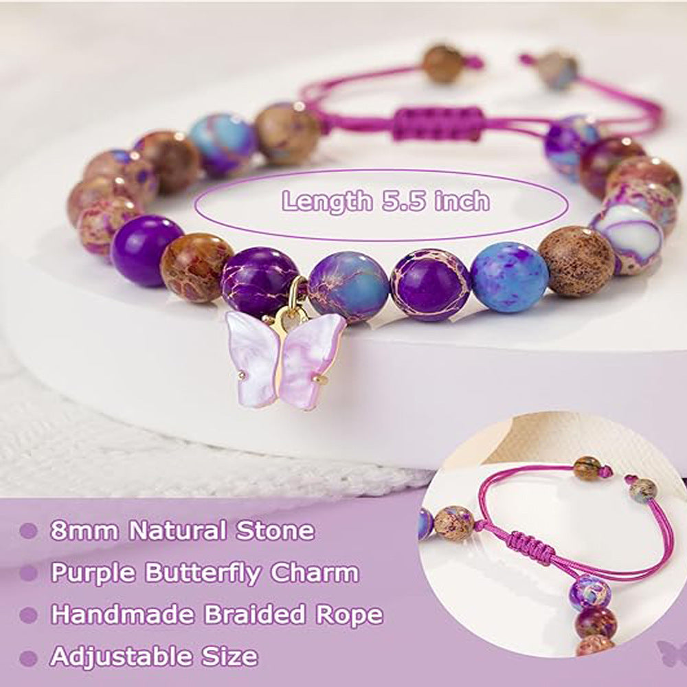 Handmade Woven Butterfly Stone Bracelet Unisex Gift