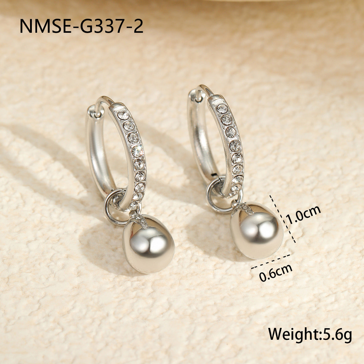 Fashionable Geometric Stainless Steel Hoop Earrings with 18K Gold Plating and Rhinestone Inlay for Women