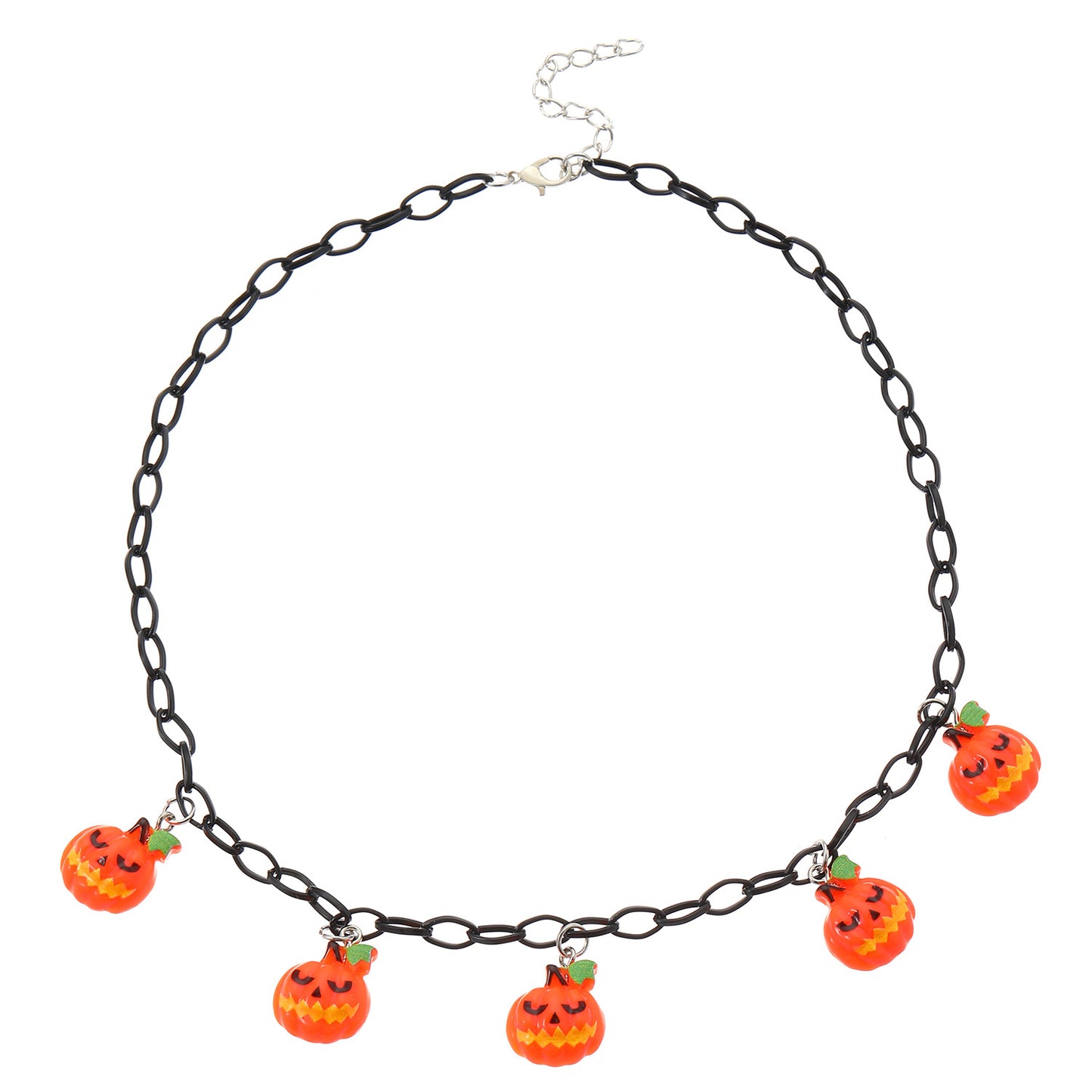 Collana in resina con fantasmino zucca a tema Halloween con finitura placcata, unisex