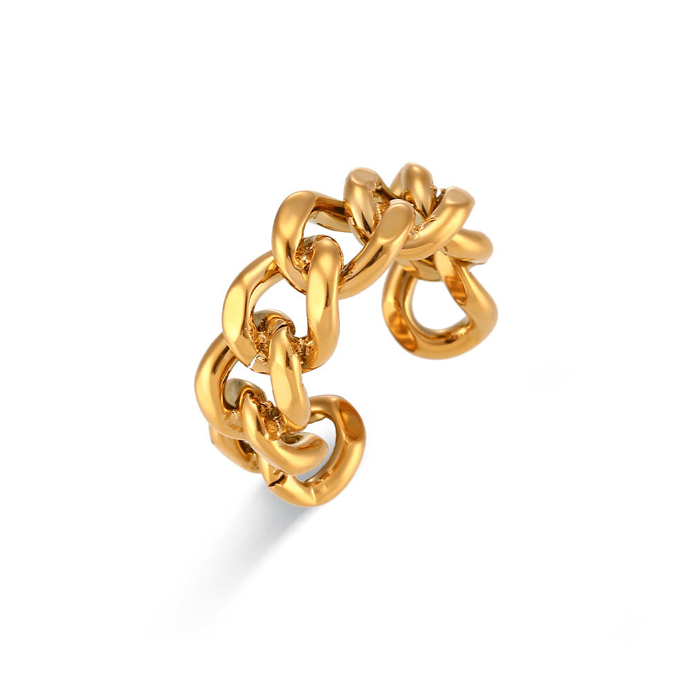 Minimalist Geometric Stainless Steel Ring with Plated Finish for Women
