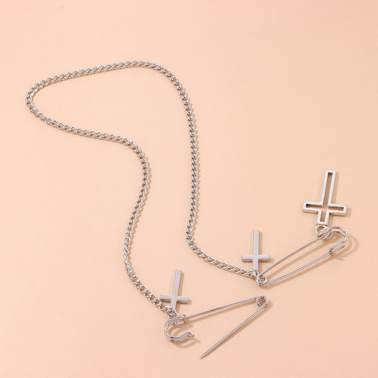 Minimalist Cross Geometric Pendant Brooch Unisex Alloy Plated Jewelry Vintage Fashion Accessory