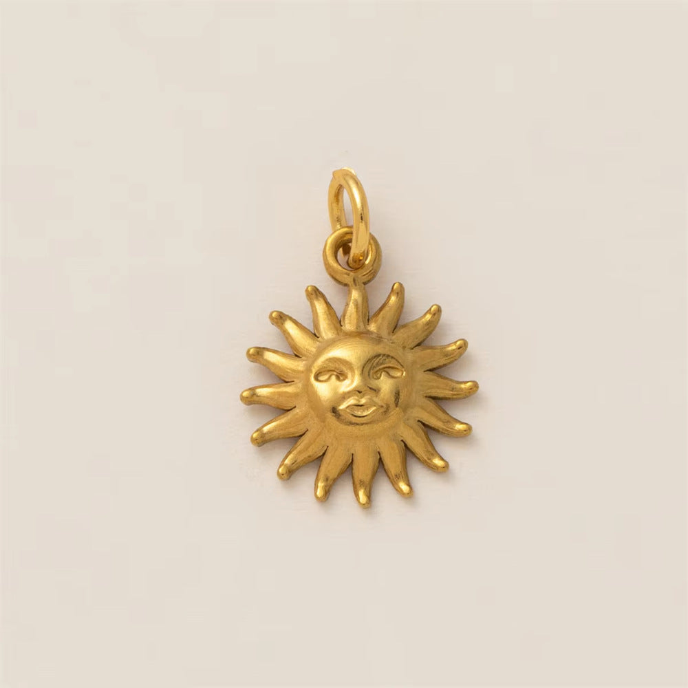 Vintage 18K Gold Plated Stainless Steel Star Pendant Charm Bar PVD Coated
