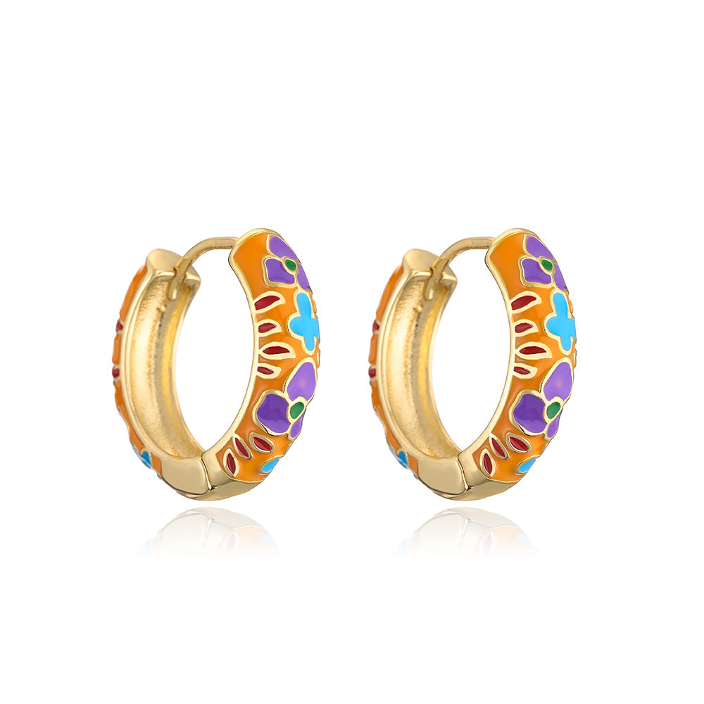 Minimalist Geometric Irregular Earrings for Women with Copper Base and 18K Gold Plating and Enamel Finish