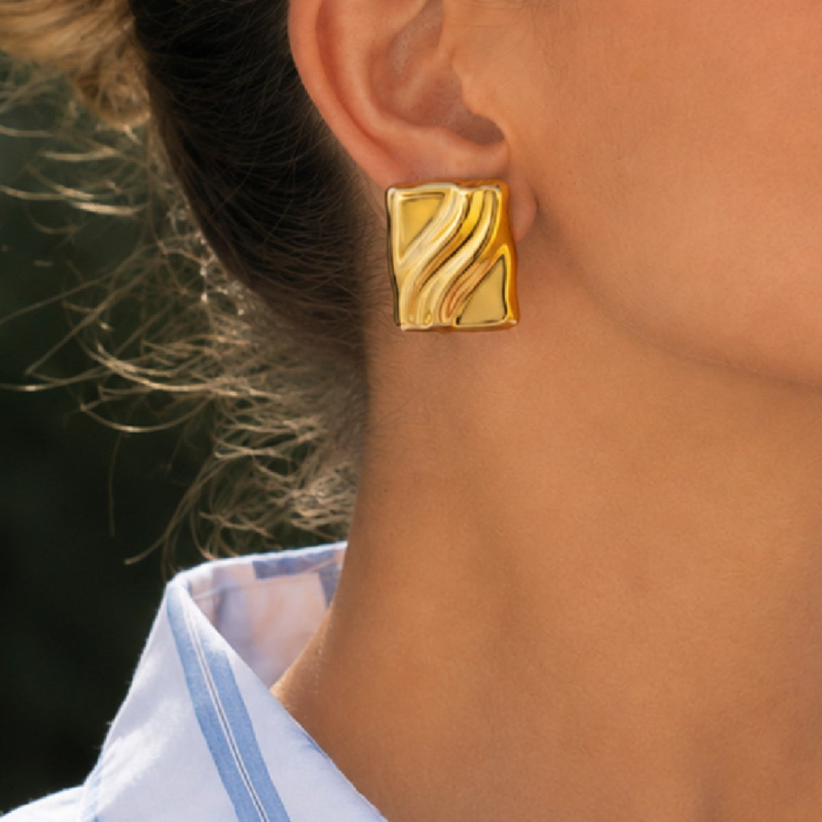 18K Gold PVD Stainless Steel Square Geometric Earrings for Women