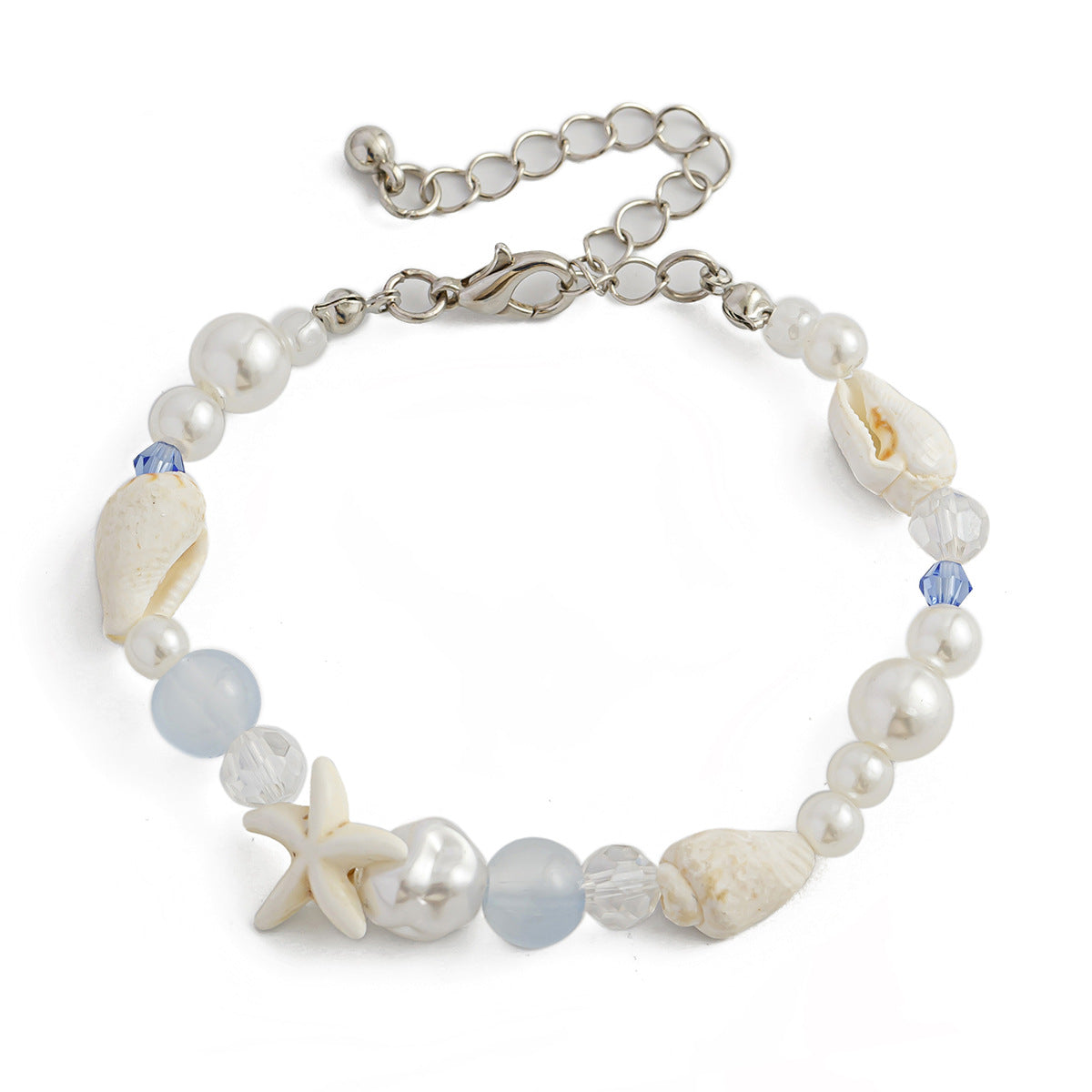 Bracciale acrilico a stella in stile fattoria con conchiglie e perline a forma di stella da donna, fresco e dolce