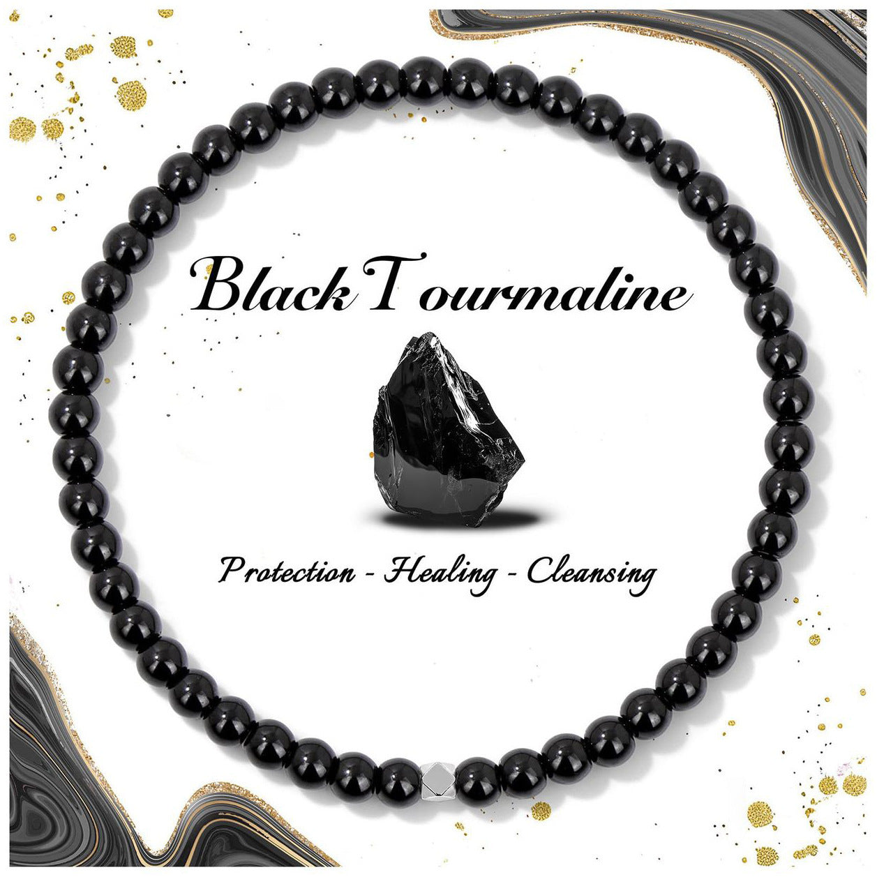 Minimalist Natural Crystal Agate Square Bead Stretch Bracelet for Women