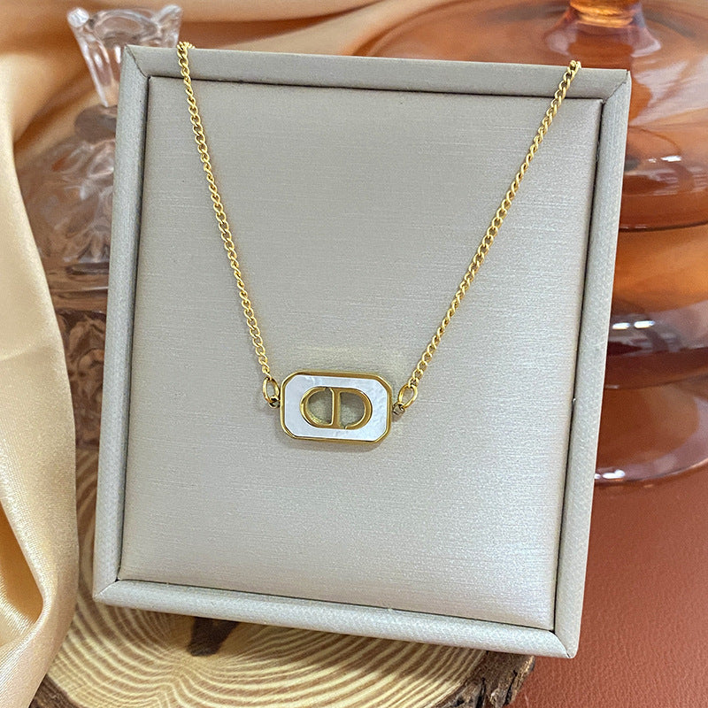 18K Gold Plated Titanium Steel Heart Cartoon Leaf Necklace with Ethnic Elements