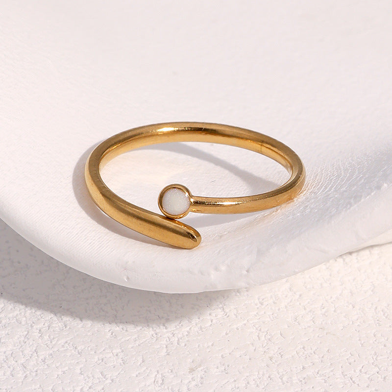 Minimalist Geometric Open Ring 18K Gold Plated Titanium Steel Women's Fashion Jewelry