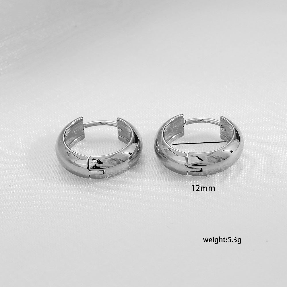 Pendientes de aro geométricos chapados en oro de acero de titanio minimalista para mujer, moda unisex, uso diario