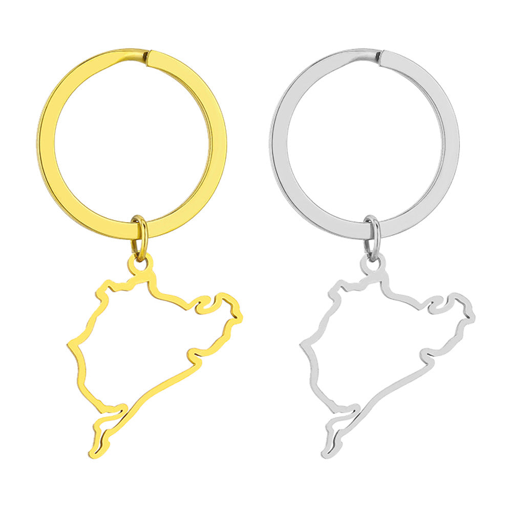 Portachiavi con Pendente a Forma di Macchina da Corsa, Design Nürburgring Tedesco, in Acciaio Inossidabile, per Uomo e Donna