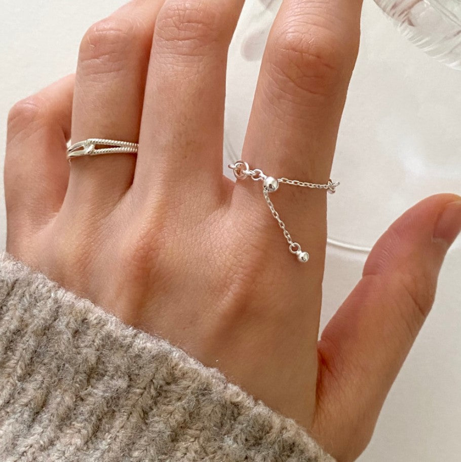 Minimalist Silver Ring with Chain Link Design for Women 925 Sterling Silver Band Ring