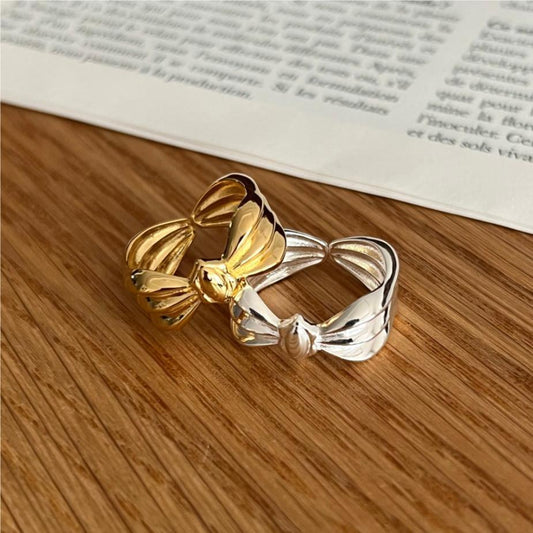 Sweet 925 Sterling Silver Heart Striped Geometric Ring for Women