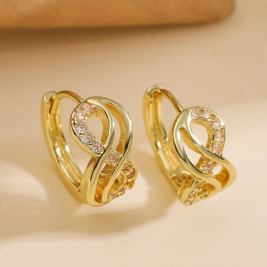 Orecchini a Cerchio Geometrici Minimalisti di Lusso da Donna in Ottone con Placcatura in Oro 18K e Zirconia Micro-Incastonata