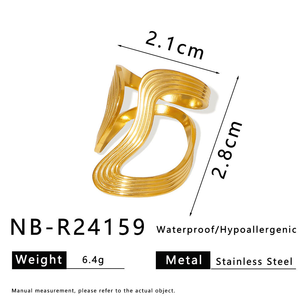 Anello aperto geometrico minimalista a spirale in acciaio inossidabile placcato oro 18 carati, gioielli unisex