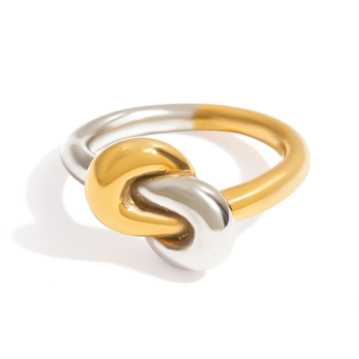 Geometric Plated Stainless Steel Ring for Women