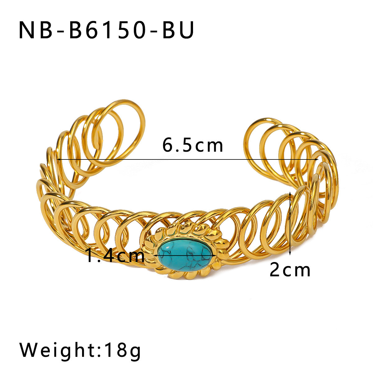 Bracciale a molla regolabile in acciaio inossidabile da donna, stile francese vintage, con intarsio in pietra naturale e finitura placcata