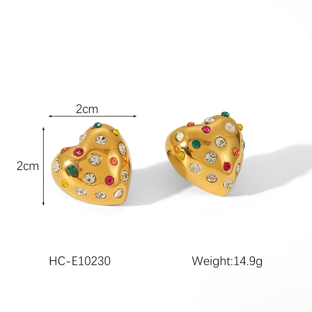 Orecchini a perno minimalisti a forma di cuore in acciaio al titanio con placcatura in oro 18 carati da donna