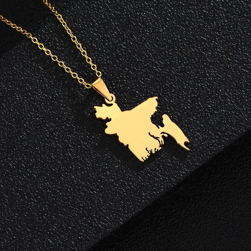 Collana con ciondolo geometrico vintage in acciaio inossidabile con finitura smaltata, gioielli di moda unisex