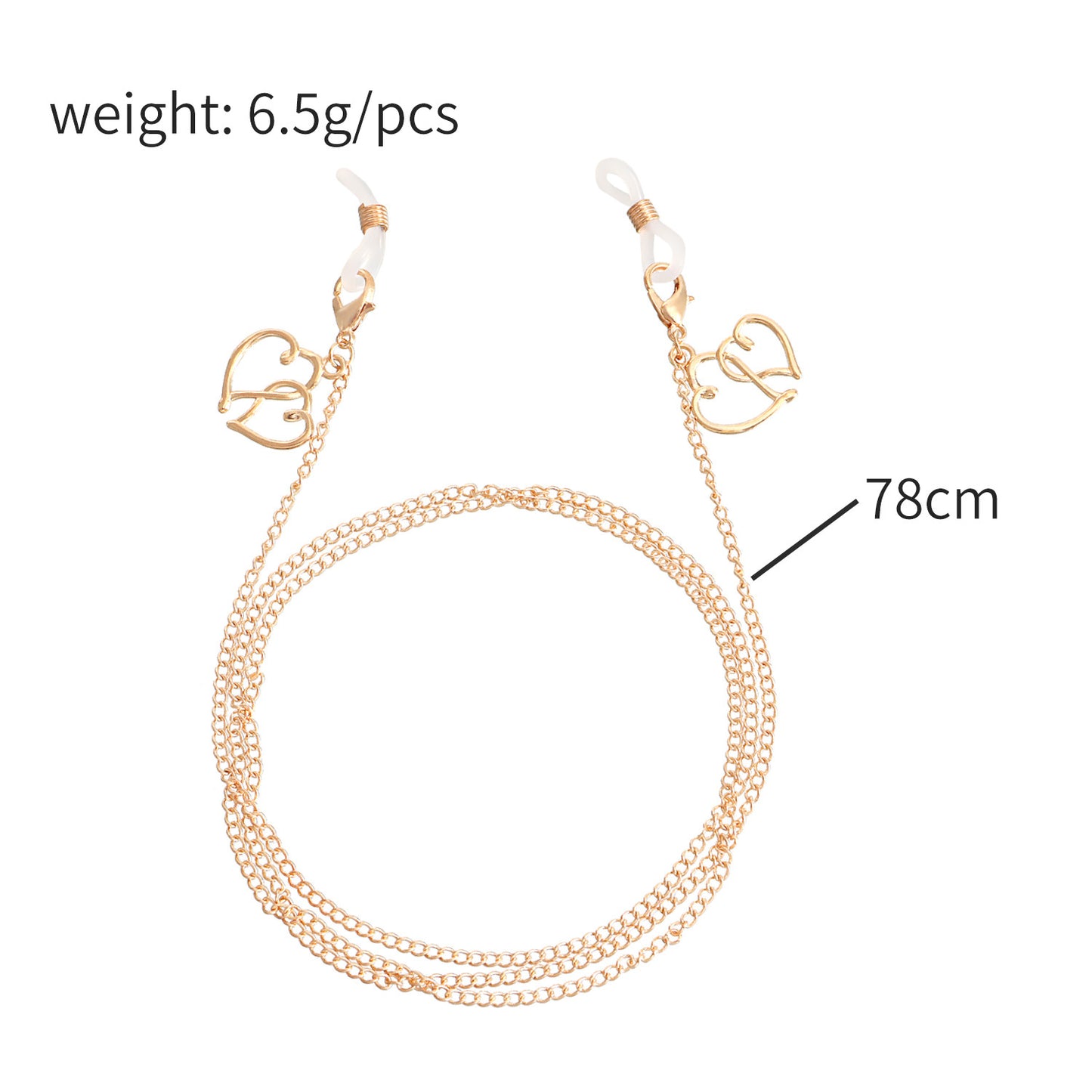 Heart Shaped Alloy Mask Chain and Eyeglass Holder