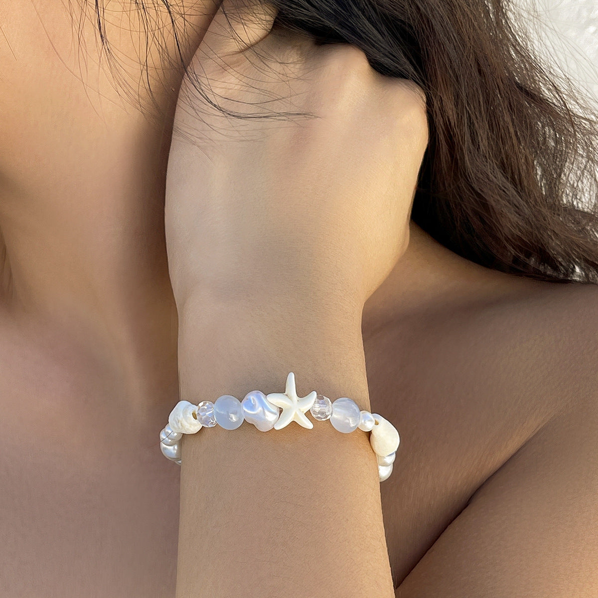 Sweet Minimalist Zinc Alloy Plated Heart Star Geometric Tassel Bracelet Set for Women