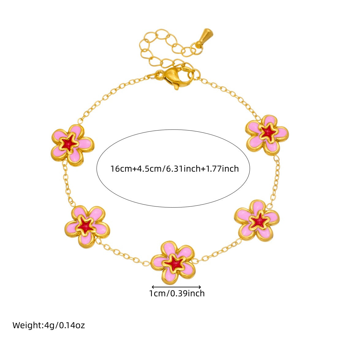 Sweet Minimalist Gold Plated Drip Oil Floral Stainless Steel Necklace Set for Women