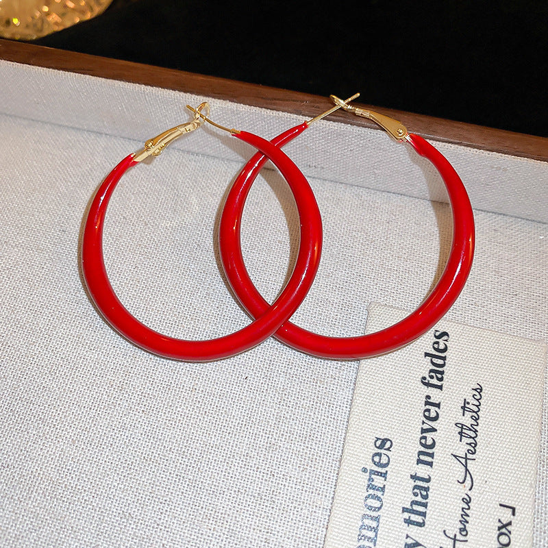 Elegant Geometric Earrings for Women with Enamel Finish in Copper and Stainless Steel Studs