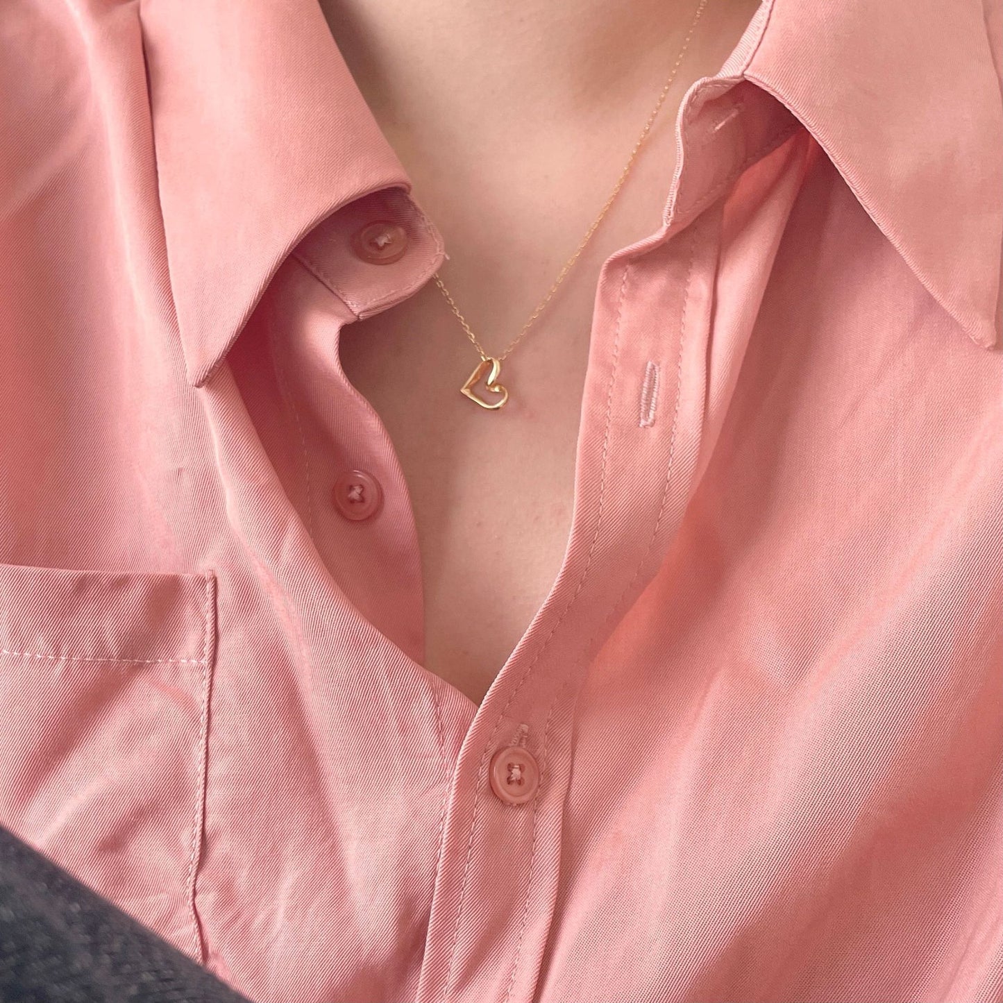 Minimalist Heart-Shaped 925 Sterling Silver Necklace with Geometric Pendant and Polished Finish
