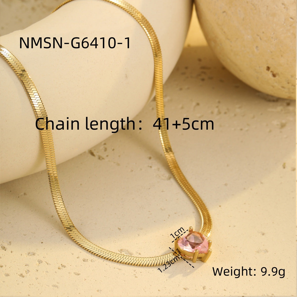 Collar Minimalista de Cadena de Serpiente de Acero Inoxidable Chapado en Oro de 18K con Corazón de Zirconia para Mujer