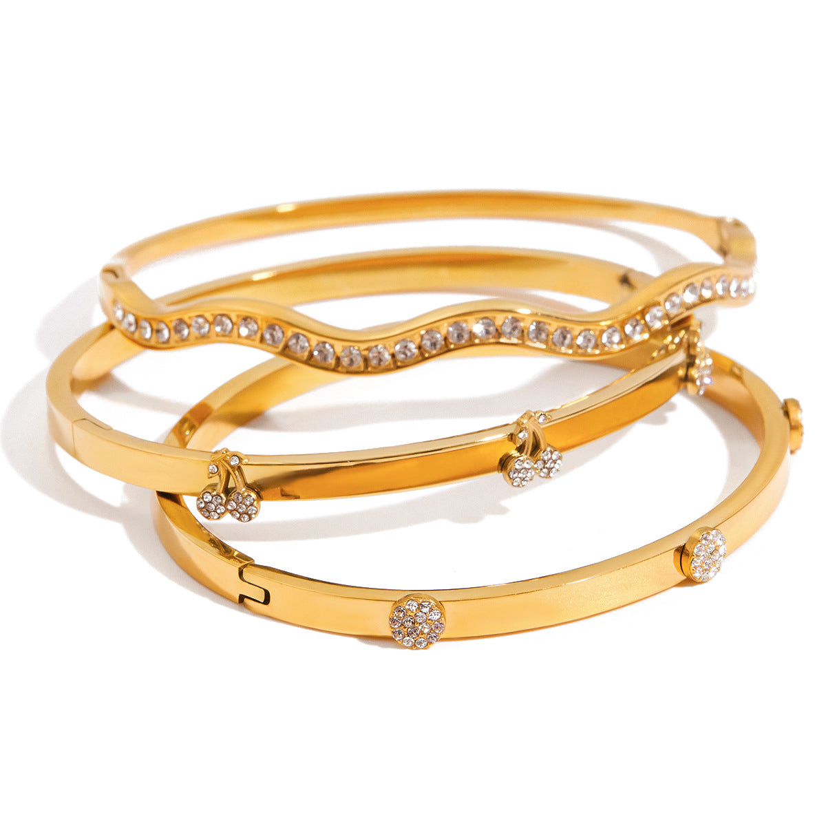 Pulsera geométrica de acero inoxidable con diamantes de imitación para mujer con acabado chapado, joyería de lujo