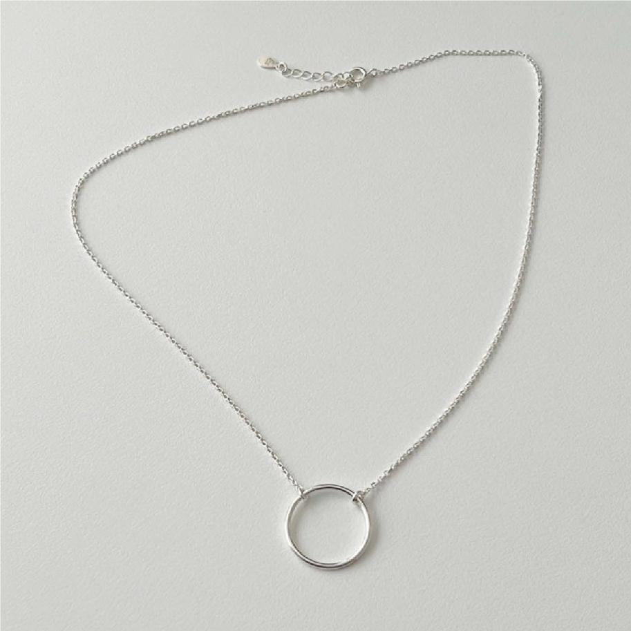 925 Sterling Silver Geometric Round Plated Ball Chain Necklace