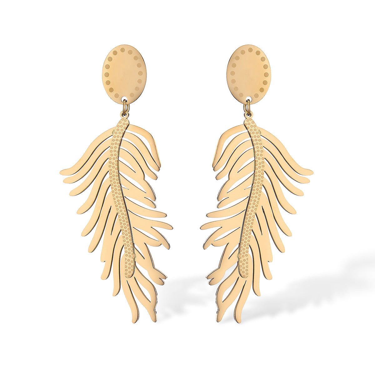 Orecchini da donna in acciaio al titanio con placcatura in oro, stile geometrico irregolare, dallo stile vintage