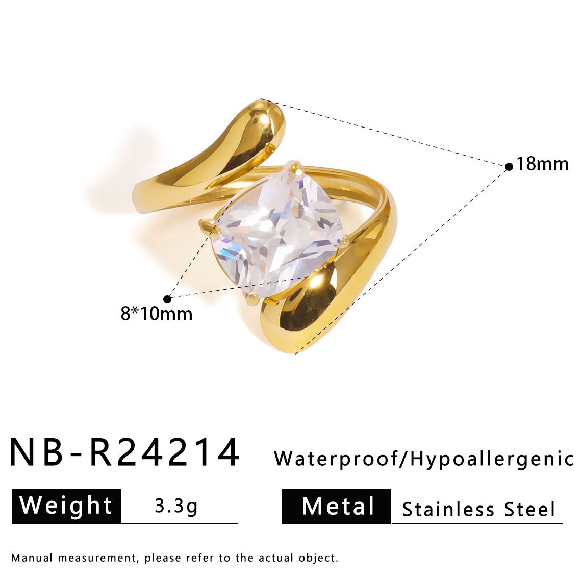 Vintage-Inspired Geometric Stainless Steel Ring with Rhinestone Inlay and Plated Finish Unisex Fashion Jewelry