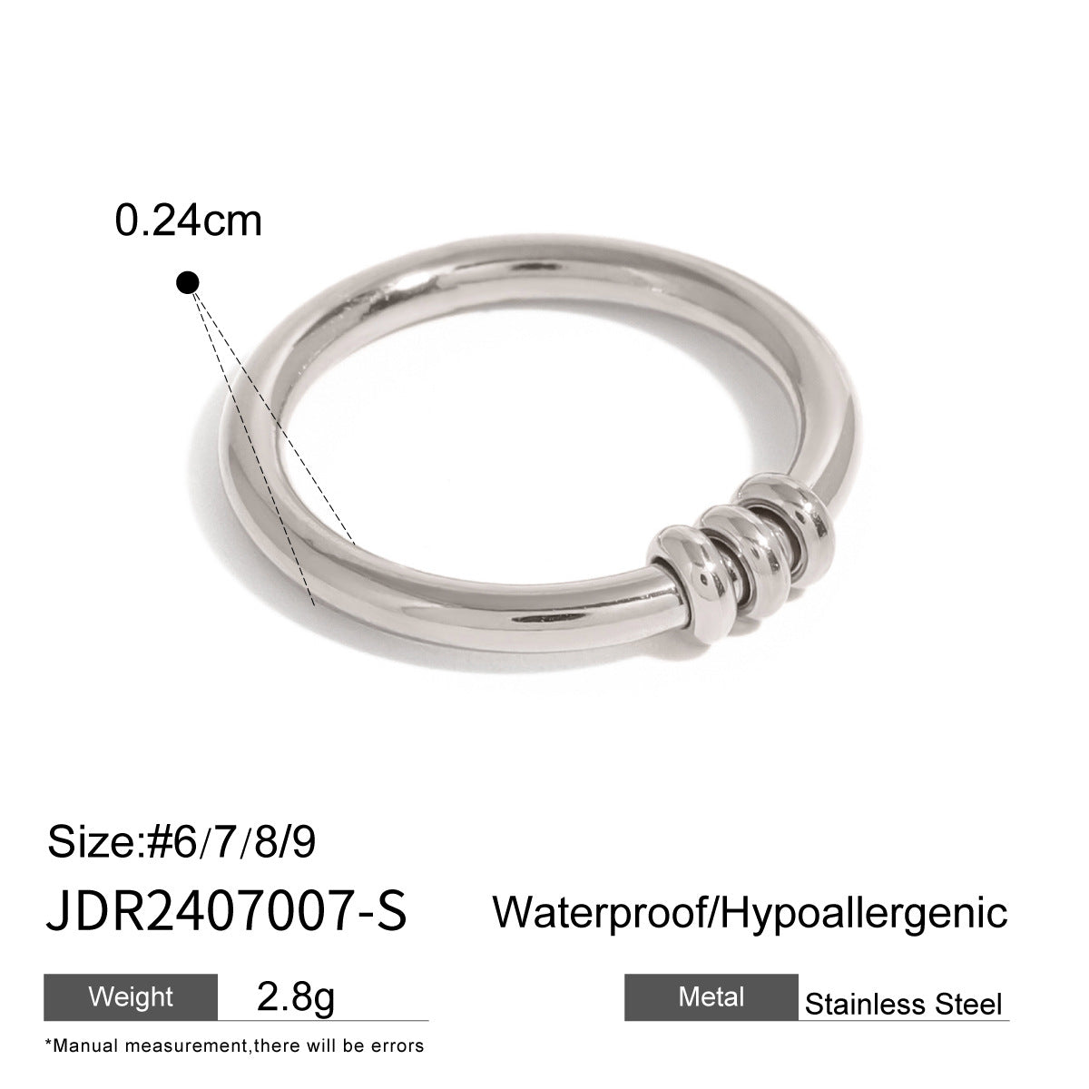 Anello a fascia minimalista da donna in acciaio inossidabile placcato oro 18 carati con design geometrico