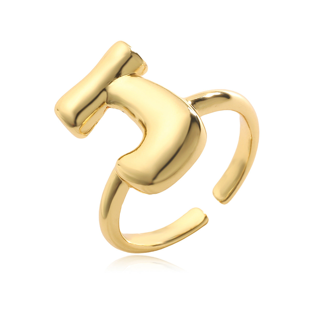 Anello da donna minimalista a lettera geometrica in rame placcato oro 18 carati con fascia aperta regolabile