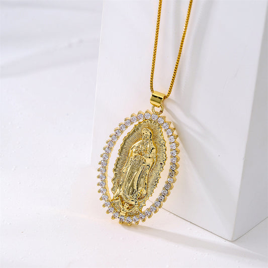 Collar con Colgante Geométrico Minimalista de Cobre con Baño de Oro de 18K y Detalles de Circonita