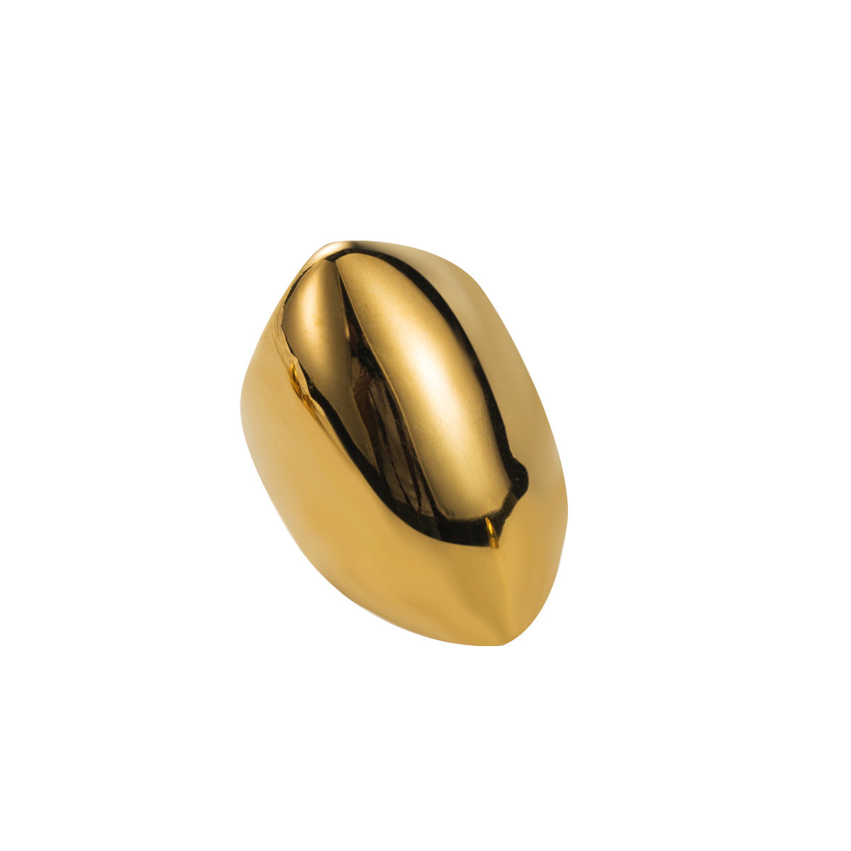 Sweet Cool Geometric Heart Wide Face 18K Gold Plated Stainless Steel Ring for Women